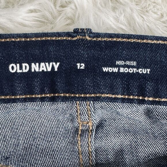 Old Navy Mid Rise Wow Bootcut Jeans 12 (32x31.5) Dark Wash Blue Stretch Womens - Picture 4 of 9